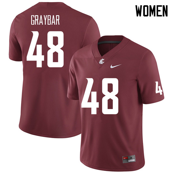 Women #48 Oliver Graybar Washington State Cougars College Football Jerseys Sale-Crimson